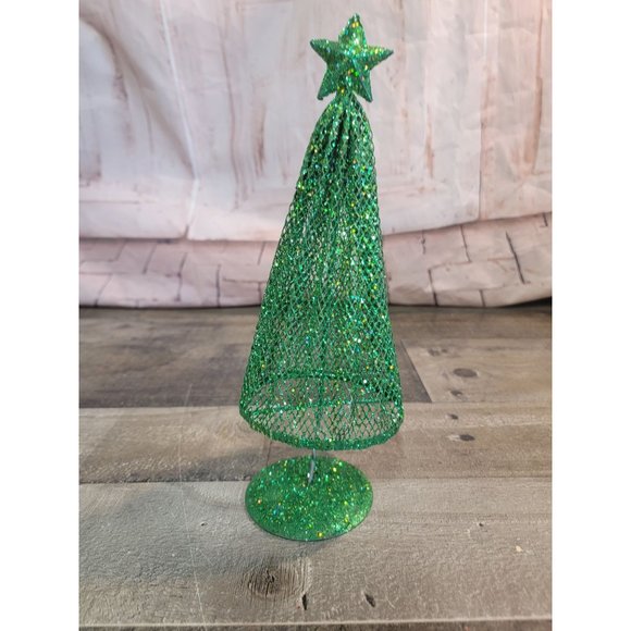 Green metal xmas tree star decor glittery - Picture 2 of 5